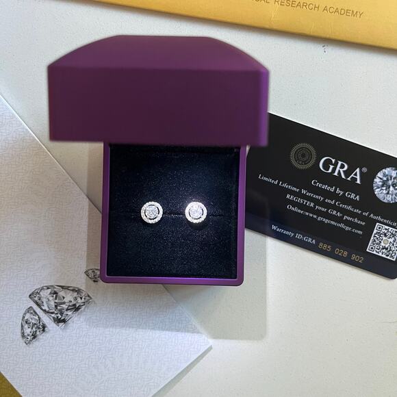 Moissanite Halo Earrings, OVER 1 cttw, COA Included 2x - Picture 1 of 13